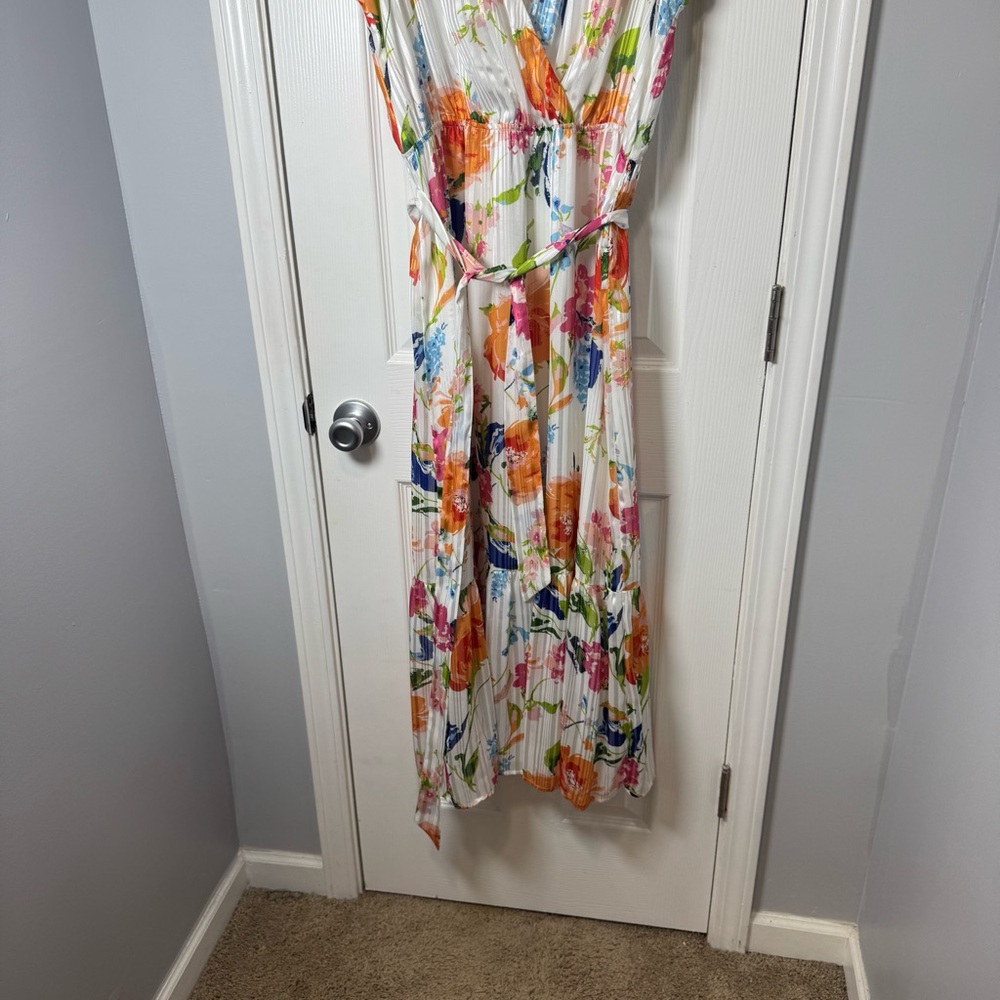 Sam Edelman V-Neck Floral Midi Maxi Dress in White/Multi Size 14 - Picture 2 of 11